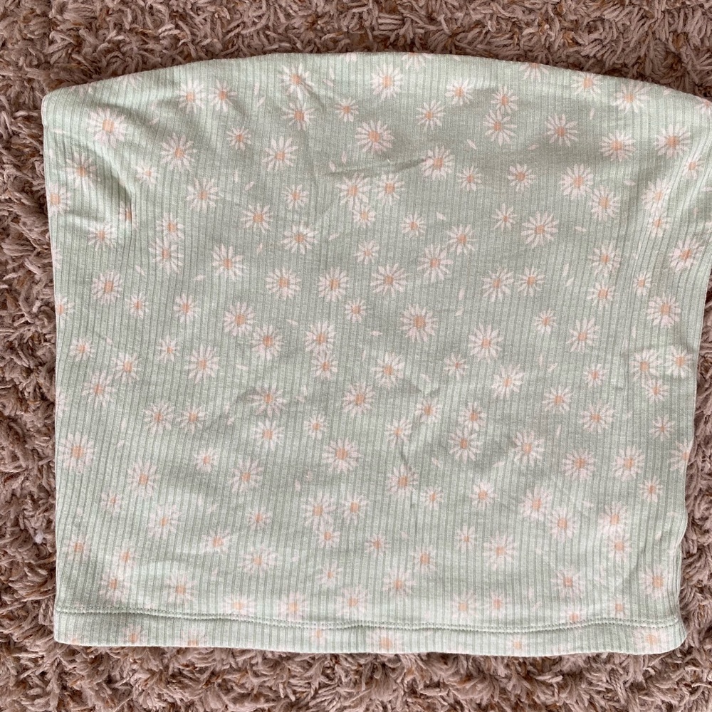 Green floral tube top